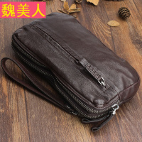 原创手工复古真皮手包 头层牛皮长款钱包多卡位手抓包多功能商务