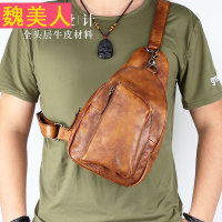 手工复古 头层牛皮胸包真皮单肩包日韩斜挎包潮袋男休闲包青年