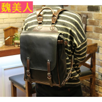 欧洲站新款双肩包男休闲大容量旅行背包电脑包真皮韩版学生书包