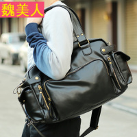 新款韩版单肩包 pu皮潮男包斜挎包 休闲男士手提包大容量旅行背包