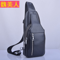 温尼啦真皮男包男士胸包运动休闲牛皮包韩版单肩包斜挎包小背包潮