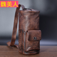 温尼啦新款真皮男包植鞣牛皮胸包欧美复古手提包单肩包斜挎包包潮