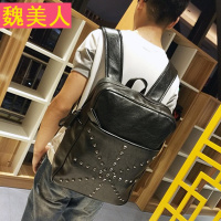 包邮新款韩版双肩包男士包包2017时尚潮流书包休闲背包铆钉电脑包