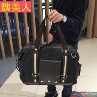 韩版男士帆布手提包大容量单肩包2017新款男包休闲旅行包潮流背包