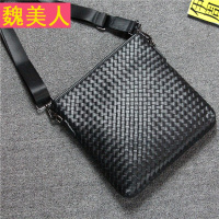 2018新款编制男士单肩包 休闲商务竖款男式斜挎背包 夏季英伦男包