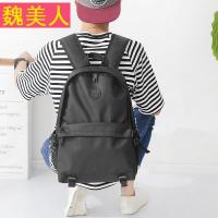 简约黑牛津布双肩包韩版高中学生书包男时尚潮流个性街头背包百搭