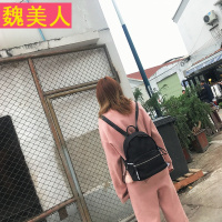 大小姐 双肩背包女潮2017新款韩版百搭ulzzang休闲简约帆布书包