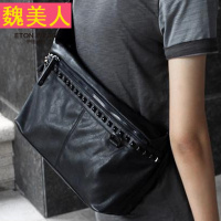 2018新款韩版男包 林湾湾同款单排铆钉小包 时尚单肩包斜跨包 潮