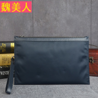 原创简约男士手拿包时尚信封包大容量防水尼龙布配真皮手包手抓包