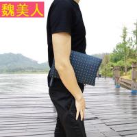 朋克铆钉风格头层牛皮男士手拿包 潮男真皮手抓信封包夹包 手包男