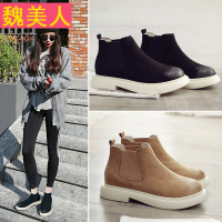 靴子女短靴女鞋2018春季新款平底复古马丁靴女英伦风切尔西靴子女