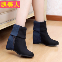 马丁靴女2017新款短靴春秋内增高女靴高跟中短筒靴子平底坡跟单靴