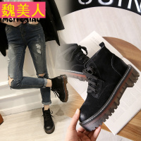 马丁靴女厚底系带新款短靴春秋单靴粗跟牛筋底复古英伦风松糕靴子