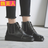 靴子女春秋款2017新款百搭短靴松糕马丁靴女英伦风学生韩版厚底靴