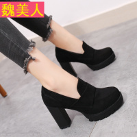 厚底短靴女春秋马丁靴春季2017新款百搭英伦粗跟女靴裸靴高跟靴子