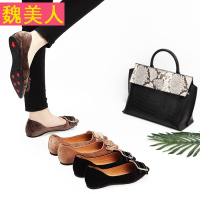 单鞋女绒面平跟学生搭扣韩版套脚百搭尖头简约2018新款女鞋春单鞋