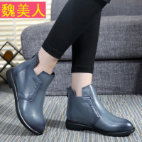 2018新款春秋季女鞋短靴平底马丁靴真皮平跟单靴子大码女靴41-43
