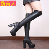 长筒靴女靴子瘦腿弹力靴过膝靴高跟长靴粗跟高筒靴防水台马丁靴女