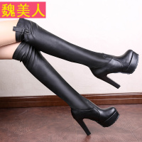 春秋新款弹力女靴子性感细跟过膝靴长靴子高跟防水台马丁靴高筒靴