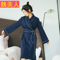 韩版睡衣女春夏性感纯棉长袖睡裙宽松甜美休闲家居服睡袍