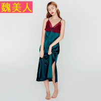 !千呼万唤!日系简约性感慵懒仿真丝吊带蕾丝睡衣女睡裙套装