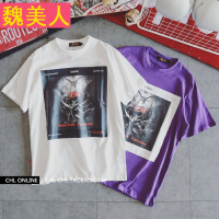 2018新款情侣装夏装短袖T恤女 夏季韩版学生宽松紫色半袖中性体恤