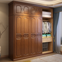 千禧盛世 简约现代中式卧室家具实木衣柜整体衣橱组装3456门大衣柜特价