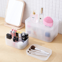 家用化妆品护肤品带盖收纳盒桌面可叠加透明口红塑料整理盒收纳箱