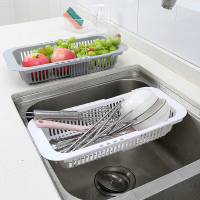 厨房可伸缩水槽沥水置物架水池洗菜盆多功能超小镂空塑料收纳架子