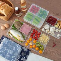 日式三格保鲜盒密封冰箱收纳盒微波快餐盒可叠加饭盒厨房冷藏用品