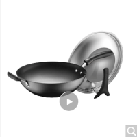 苏泊尔大号炒锅臻铁真不锈双耳大铁锅无涂层铸铁生铁锅大炒锅燃气电磁炉通用炒勺马勺炒菜锅 32CM FC32Z3 32厘米副