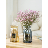 古达年货欧式玻璃花瓶透明彩色水培植物花瓶客厅装饰摆件插花瓶 透明钻石款