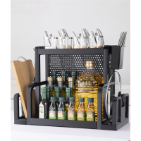 阿斯卡利厨房置物架子调料架油盐酱醋收纳架调味品家用落地多层刀架砧板架