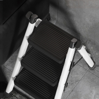 阿斯卡利家用折叠室内伸缩楼梯人字梯登高多功能小梯子踏步三步梯便携收纳_加厚碳钢—纯净白三步梯带卡扣