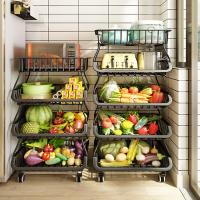 古达厨房蔬菜置物架落地多层可移动家用放菜架子水果菜篮子储物收纳筐