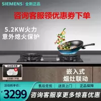 西门子 ER8PR231MP 嵌入式燃气灶具 烟灶联动 钢化玻璃 5.2KW大火力 天然气