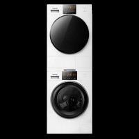 松下白月光1.0洗烘套装10+9热泵变频滚筒洗衣机烘干机N10P+EH900W 白色