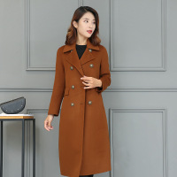 高端欧美休闲双面羊绒外套 100%羊毛面料 中长款毛呢大衣 女