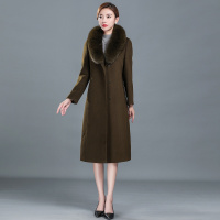 高档女中长款羊毛大衣年冬季单排扣纯色羊绒毛呢外套