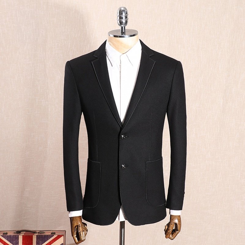 高端男装秋冬款男士商务休闲便服单西长袖羊毛呢子西装 西服