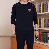 中年男运动套装男大码长袖爸爸装圆领中老年运动服春秋季卫衣套装