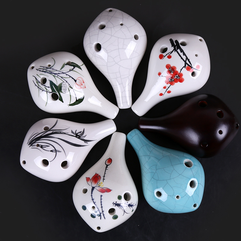 时之笛陶笛6孔初学者中音C调六孔陶笛ac学生入门长嘴熏烧陶埙乐器