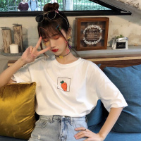 [莎洛仙]慵懒风白色短袖T恤女学生韩版宽松新款夏季女装半袖上衣ins潮