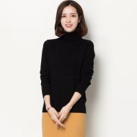 恒源祥羊毛衫女两翻领针织衫纯羊毛高领毛衣女秋冬套头保暖打底衫