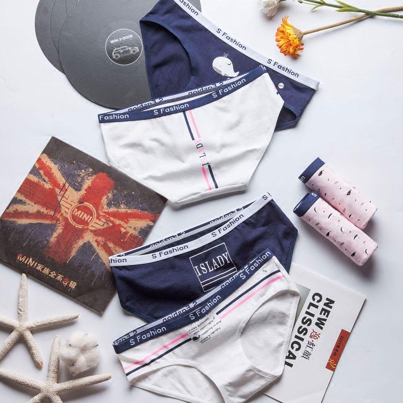3条女士运动卡通内裤女日系纯棉可爱小清新低腰无痕全棉抗菌少女