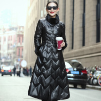 真皮羽绒服女长款外套海宁绵羊皮水貂毛修身秋冬新款皮草外套