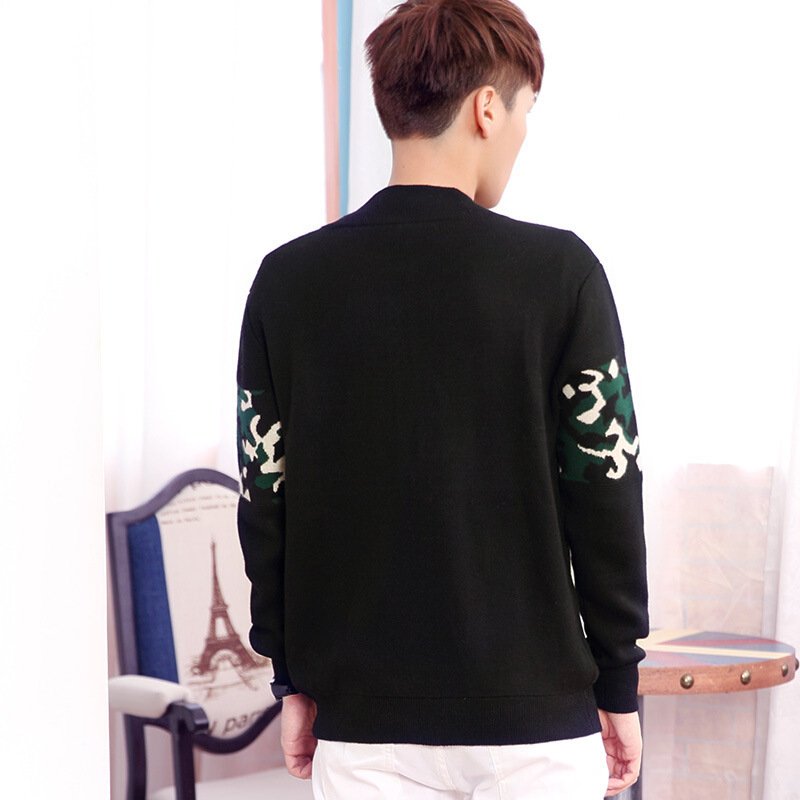 秋冬117新款男士圆领带拉链加厚羊绒开衫休闲时尚保暖羊毛外套潮