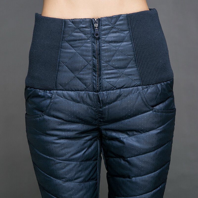 裤子女冬羽绒裤外穿高腰加厚白鸭绒显瘦双面女式修身大码保暖棉裤