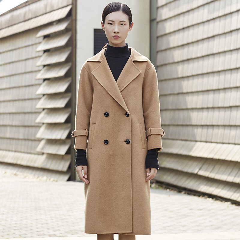 高端秋冬新款女式双面羊绒大衣韩版毛呢外套