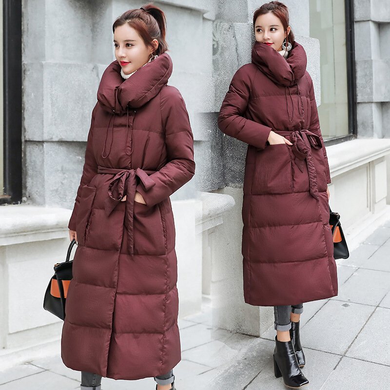 高端羽绒服连帽年冬季中长款修身加厚保暖羽绒大衣外套